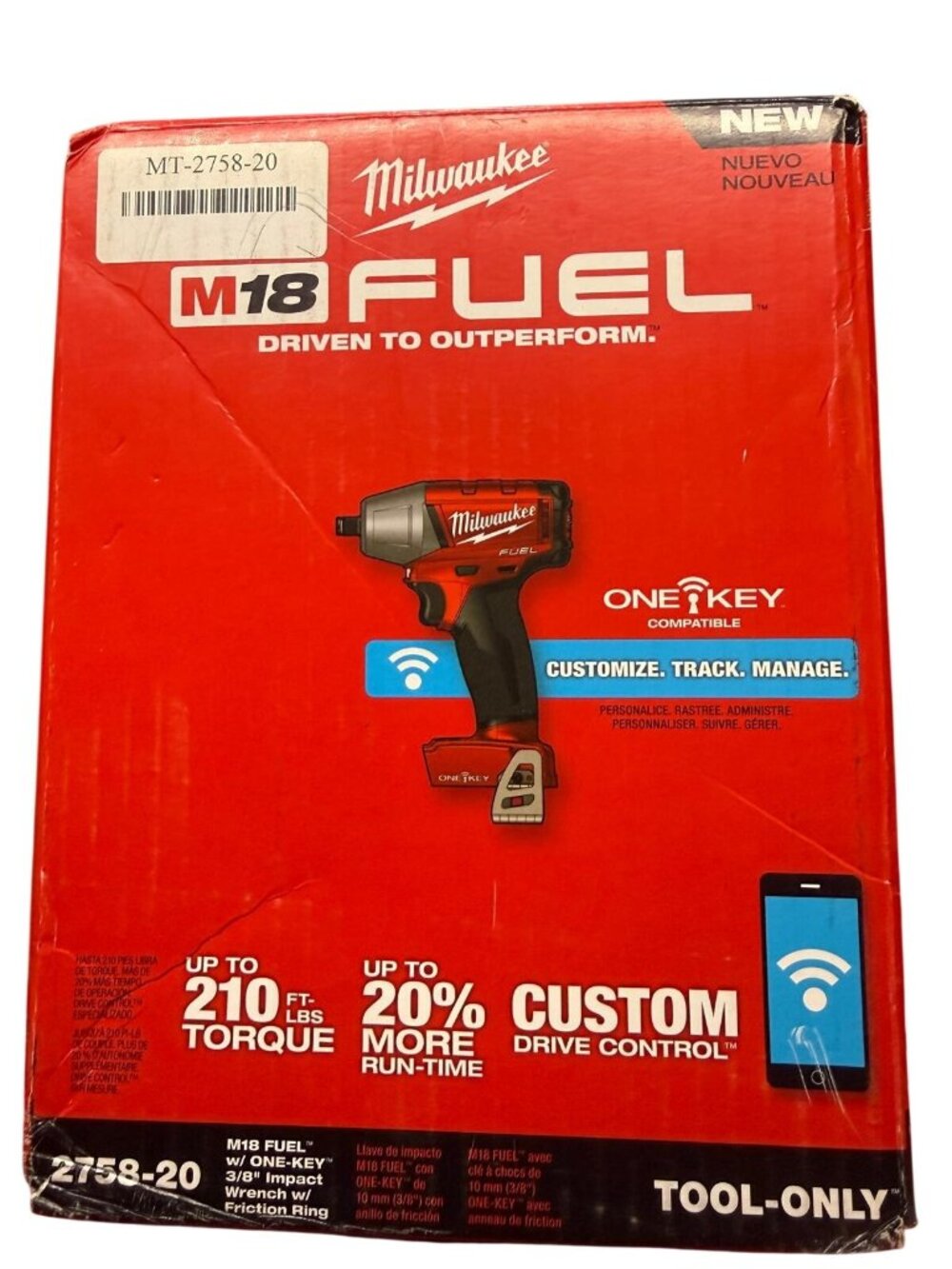 Milwaukee 2758-20 M18 FUEL with ONE-KEY 3/8" Compact Impact Wrench w/ Friction R